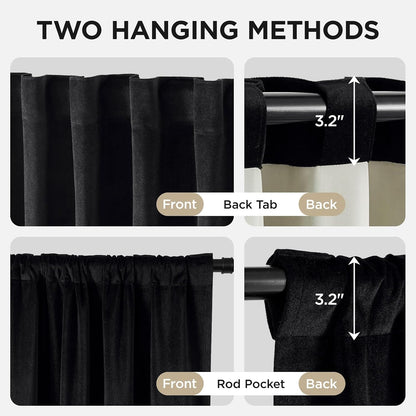 Joydeco Velvet Blackout Curtains 84 Inch Length 2 Panels, Black Out Curtains for Bedroom Living Room, Thermal Insulated Luxury Heavy Duty Drapes, Heat & Light Blocking, Back Tab&Rod Pocket,52"W x 84"L