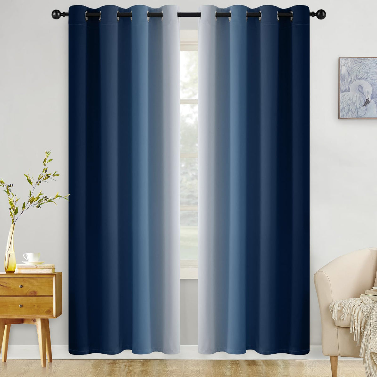 COSVIYA Grommet Room Darkening Ombre Purple Curtains W52xL63 inch