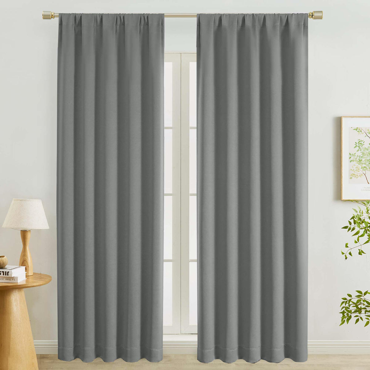 Lecloud Sage Green Room Darkening Curtains 54 Inch Length 2 Panels, Window Curtains for Bedroom, Energy Thermal Insulating Rod Pocket Curtain Drapes for Small Window, 40" W x 54" L