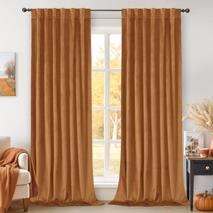BGment Olive Green Velvet Blackout Curtains 52 x 84 Inch Length, 2 Panels