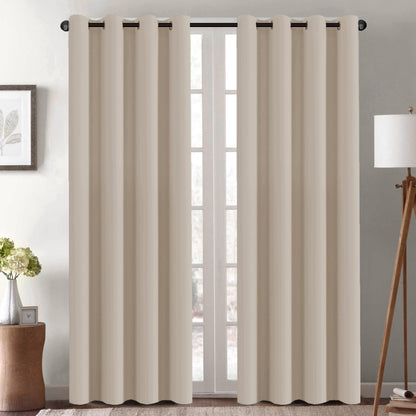 H.VERSAILTEX Blackout Curtains for Bedroom Thermal Insulated Room Darkening Living Room Curtains 63 Inch Long Grommet Privacy Protection Window Curtain Panels/Drapes for Nursery,2 Panels,Ivory/Cream