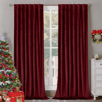 BGment Olive Green Velvet Blackout Curtains 52 x 84 Inch Length, 2 Panels