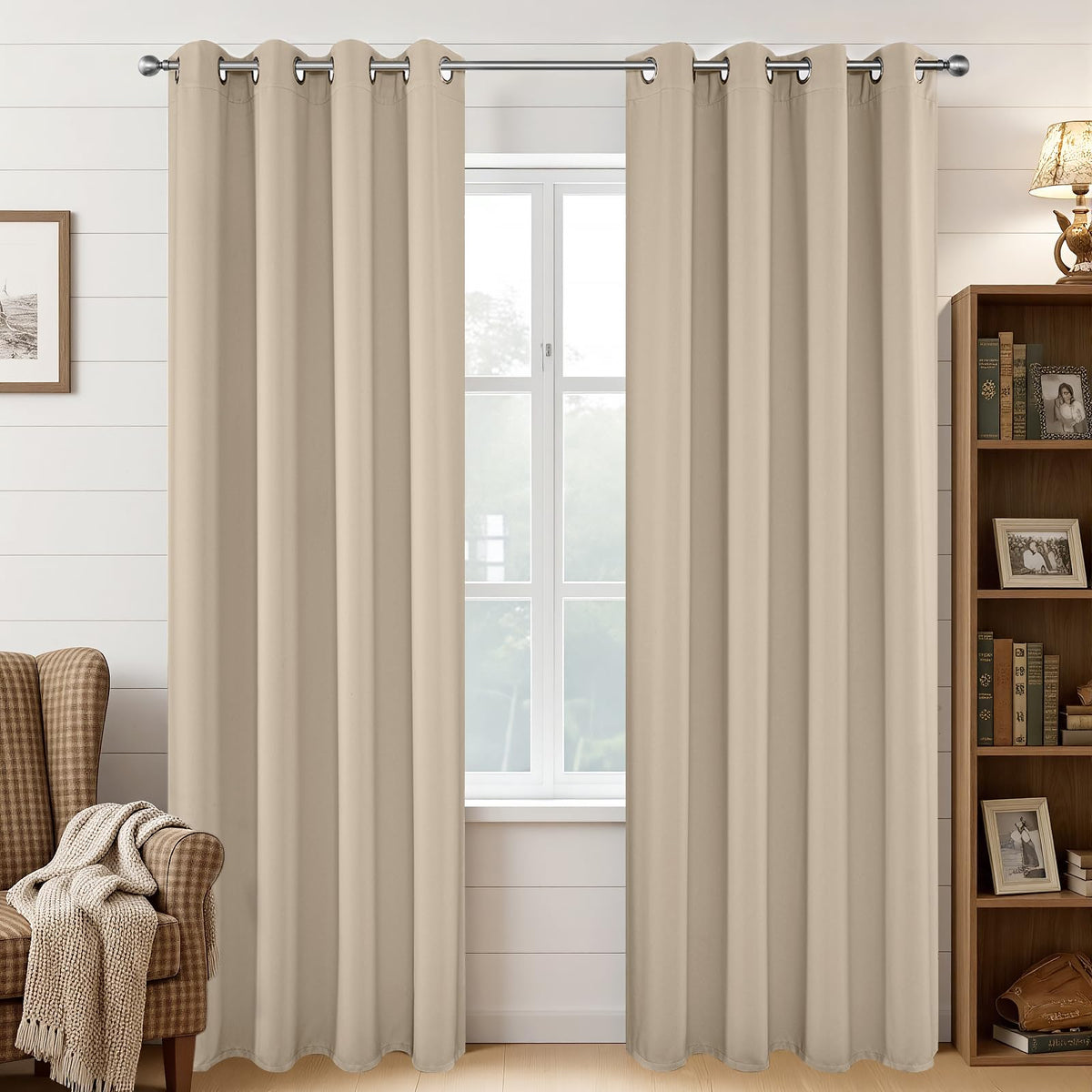 Joydeco Blackout Curtains for Bedroom 84 Inch - Black Out Curtains with Grommets Thermal Insulated Room Darkening Light Blocking, Noise Reducing & Wrinkle-Free Drapes for Living Room Windows, 2 Panels