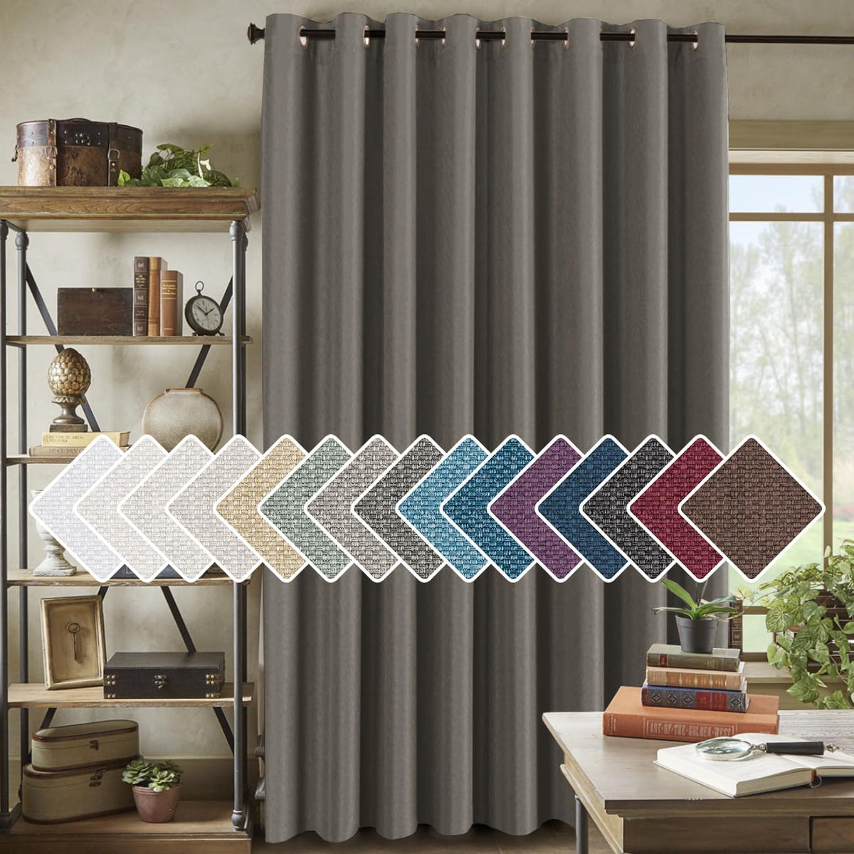 H.VERSAILTEX Linen Blackout Curtain 84 Inches Long for Bedroom/Living Room Thermal Insulated Grommet Linen Look Curtain Drapes Primitive Textured Burlap Effect Window Drapes 1 Panel - Heather Ivory
