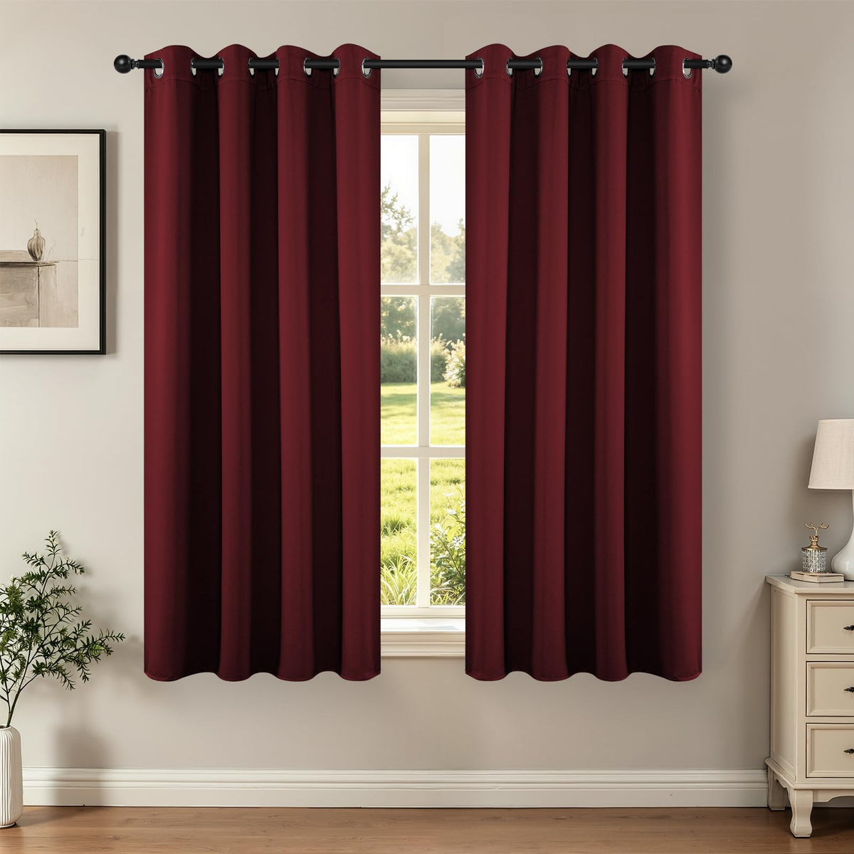 Joydeco Blackout Curtains for Bedroom 84 Inch - Black Out Curtains with Grommets Thermal Insulated Room Darkening Light Blocking, Noise Reducing & Wrinkle-Free Drapes for Living Room Windows, 2 Panels