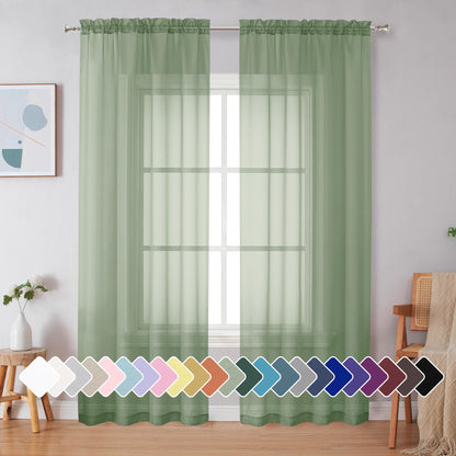 Simplebrand Black Sheer Curtains 84 Inches Long 2 Panels for Living Room