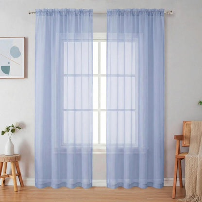 Simplebrand Black Sheer Curtains 84 Inches Long 2 Panels for Living Room