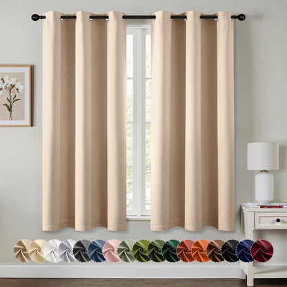 MIULEE Blackout Curtains for Bedroom 2 Panels 40 x 63 Inch Long Pink