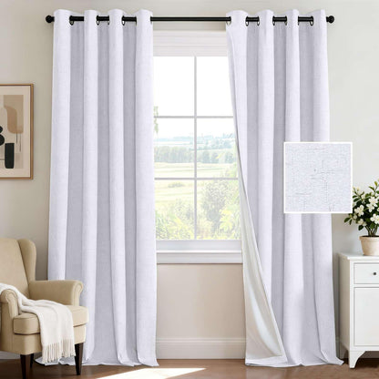 H.VERSAILTEX 100% Blackout Curtains for Bedroom 84 Inches Long Grommet Linen Face Full Light Blocking Curtain Drapes for Living Room Thermal Linen Look Curtains 2 Panels Set, 52" W x 84" L, Navy