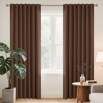 Joydeco Blackout Curtains for Bedroom, Black out curtains 96 inch long 2 Panels, Long Black Drapes with Rod Pocket Back Tab, Room Darkening Noise Reducing & Wrinkle-Free Drapes for Living Room Windows