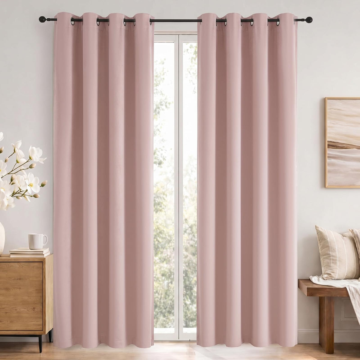 Simplebrand Sage Green Blackout Curtains 84 Inch Length 2 Panels Set for Bedroom/Living Room, Solid Room Darkening Thermal Insulated Grommet Energy Saving Window Treatment Drapes, Each 52" Wide