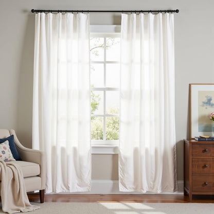 jinchan Linen Curtains Light Filtering Back Tab 50x96 Inch 2 Panels Beige