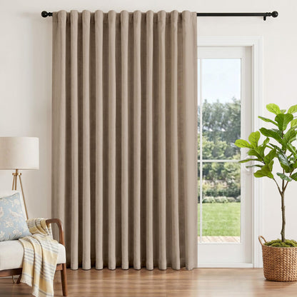 INOVADAY 100% Blackout Linen Curtains for Bedroom 50x84 Inches Cream