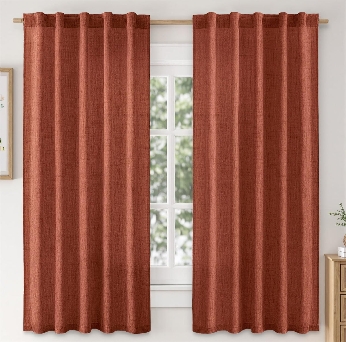 MIULEE Faux Linen Curtains 84 Inch Length 2 Panels Natural Semi Sheer Curtain with Back Tab Rod Pocket, Light Filtering Window Privacy Burlap Drapes for Living Room Bedroom 42W x 84L Linen