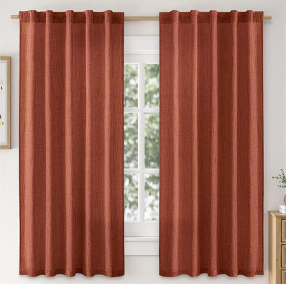 MIULEE Faux Linen Curtains 84 Inch Length 2 Panels Natural Semi Sheer Curtain with Back Tab Rod Pocket, Light Filtering Window Privacy Burlap Drapes for Living Room Bedroom 42W x 84L Linen