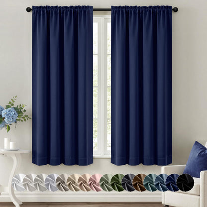 MIULEE Stone Blue Blackout Curtains for Bedroom Living Room 40"x63" 2 Panel