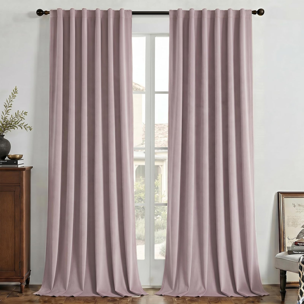 Joydeco Velvet Blackout Curtains 84 Inch Length 2 Panels, Black Out Curtains for Bedroom Living Room, Thermal Insulated Luxury Heavy Duty Drapes, Heat & Light Blocking, Back Tab&Rod Pocket,52"W x 84"L