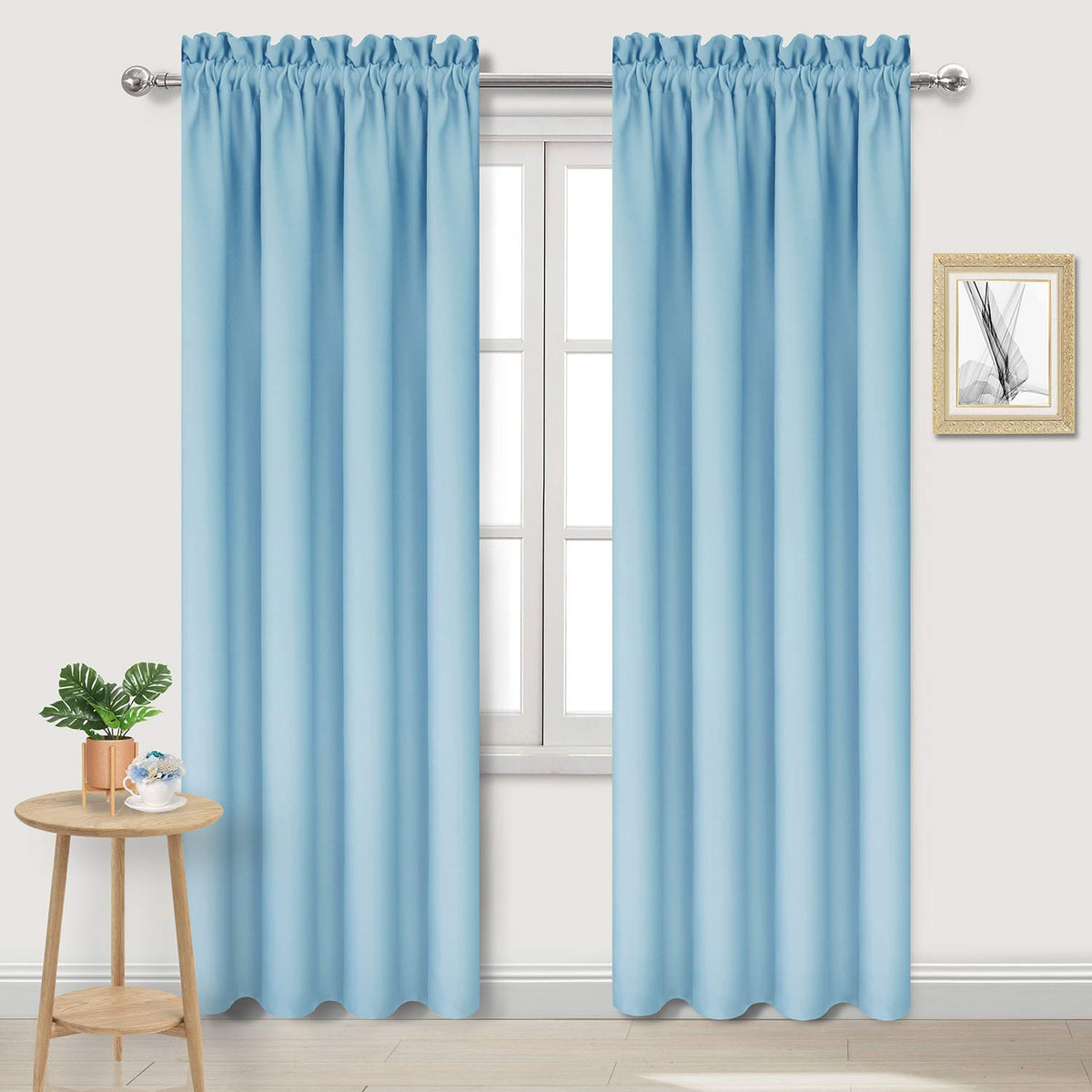 DWCN Blackout Curtains for Bedroom Living Room 42 x 63 Inch Long Black