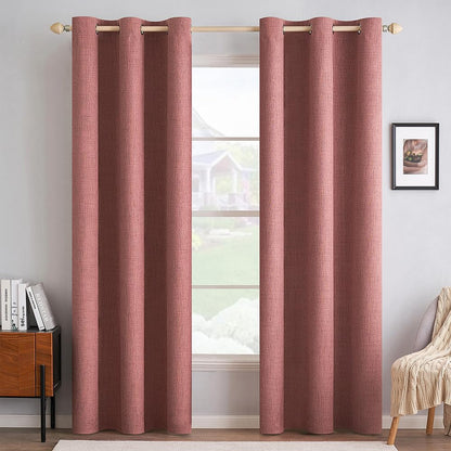 MIULEE 100% Blackout Linen Curtains for Bedroom 52x84 Inches Natural Beige
