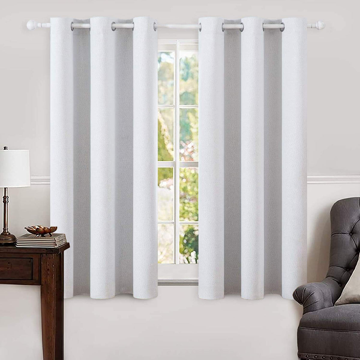 MIULEE 100% Blackout Linen Curtains for Bedroom 52x84 Inches Natural Beige