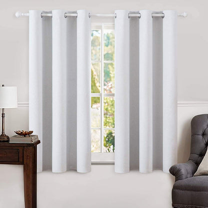 MIULEE 100% Blackout Linen Curtains for Bedroom 52x84 Inches Natural Beige