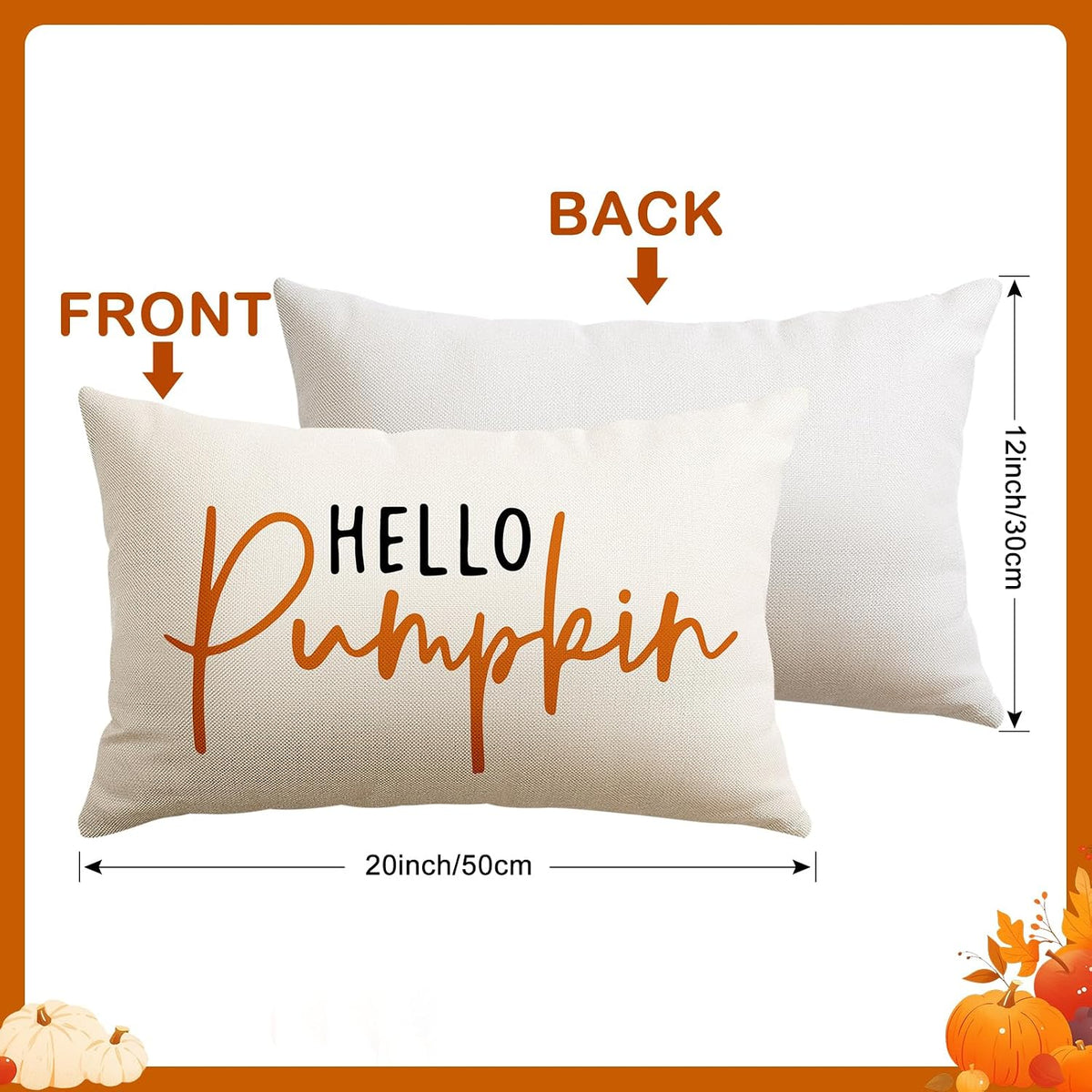 Artscope Hello Pumpkin Beige Lumbar Throw Pillow Cover 12x20 Inch Fall Decoration Cushion Cover Thanksgiving Farmhouse Pillow Case for Home Sofa Couch Decor