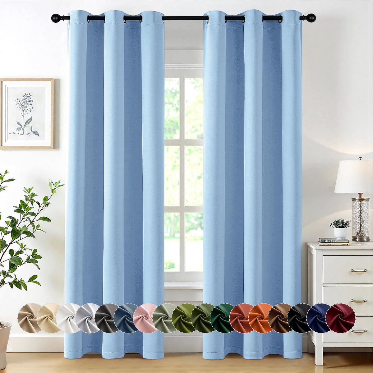 MIULEE Blackout Curtains for Bedroom 2 Panels 40 x 63 Inch Long Dark Grey