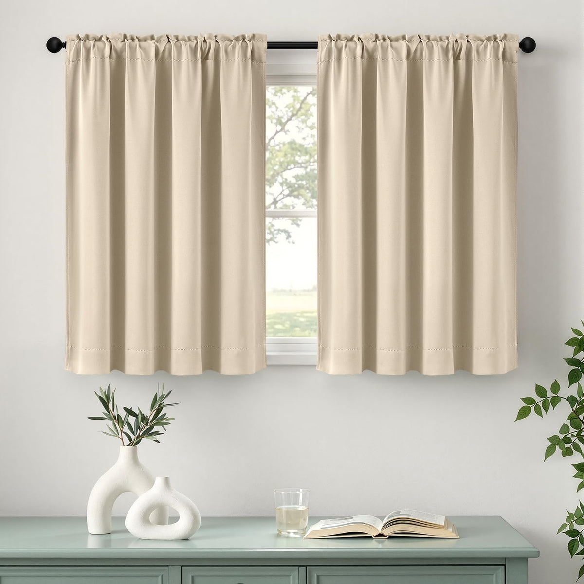 MIULEE Stone Blue Blackout Curtains for Bedroom Living Room 40"x63" 2 Panel