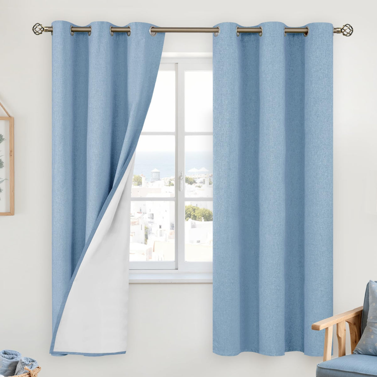 YoungsTex Black Blackout Curtains for Bedroom, Thermal Drapes Heat Blocking