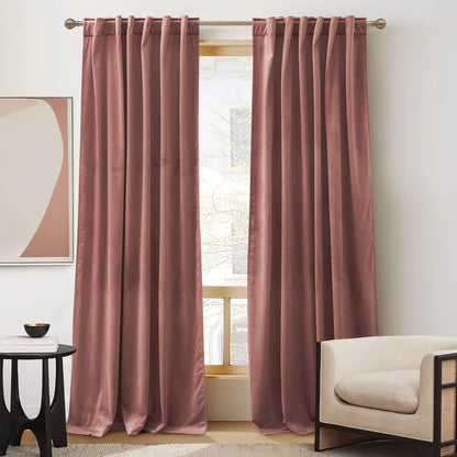 RYB HOME Blue Velvet Blackout Curtains for 84 inches Bedroom Living Room