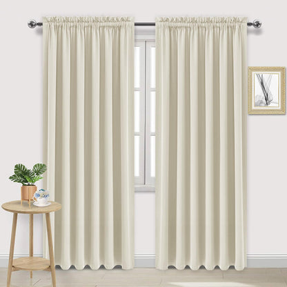 DWCN Blackout Curtains for Bedroom Living Room 42 x 63 Inch Long Black