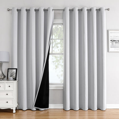 ChrisDowa 100% Blackout Curtains for Bedroom 63 Inch Long with Black Liner