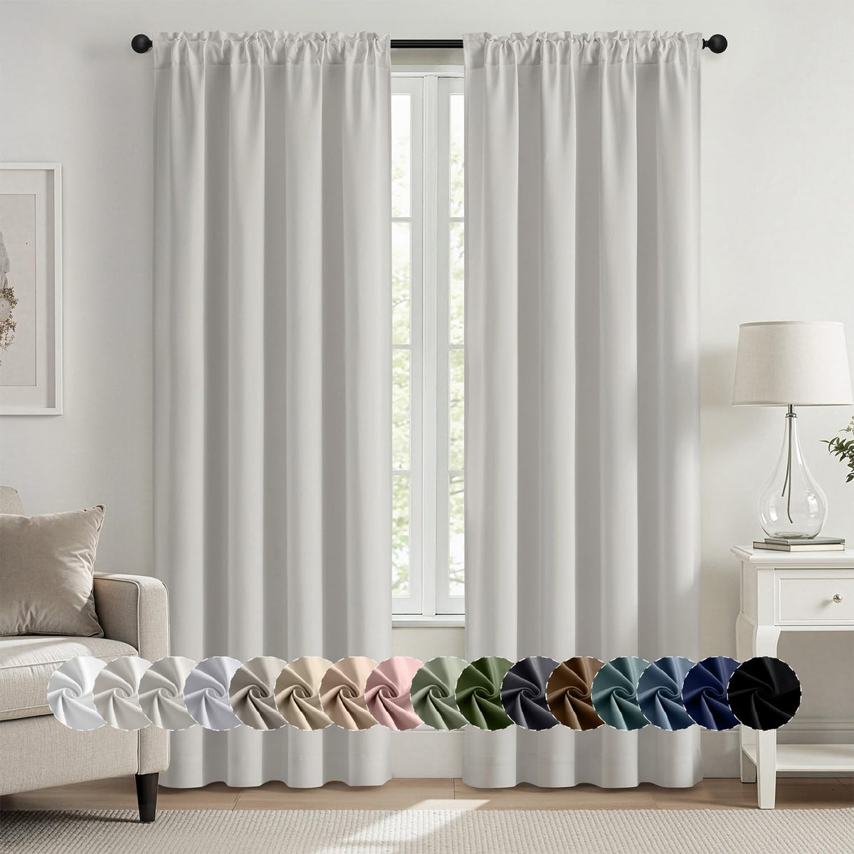 MIULEE Stone Blue Blackout Curtains for Bedroom Living Room 40"x63" 2 Panel