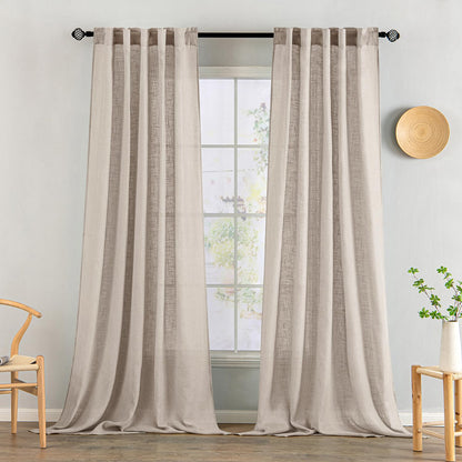 MIULEE Natural White Linen Curtains 52x84 Inch Long for Bedroom Living Room