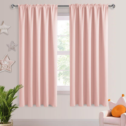 DWCN Blackout Curtains for Bedroom Living Room 42 x 63 Inch Long Black