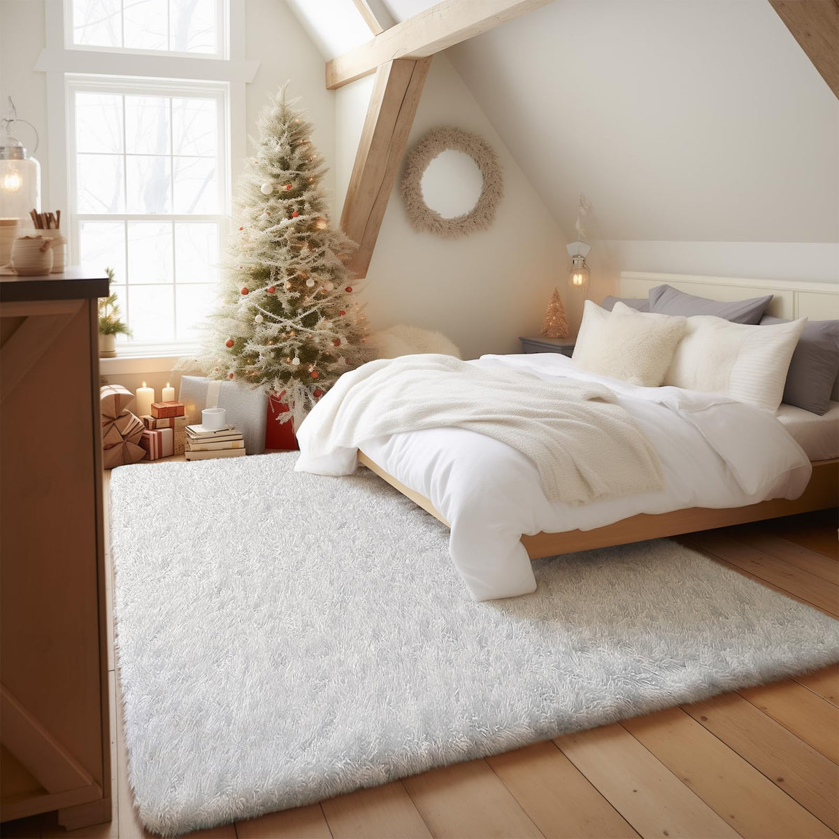 Ophanie Area Rugs for Living Room Bedroom, Washable Non-Slip Fluffy Soft Grey Shag Carpet, Indoor Floor Gray 4x6 Fuzzy Shaggy Living Room Plush Rug for Kids Home Dorm Decor Aesthetic
