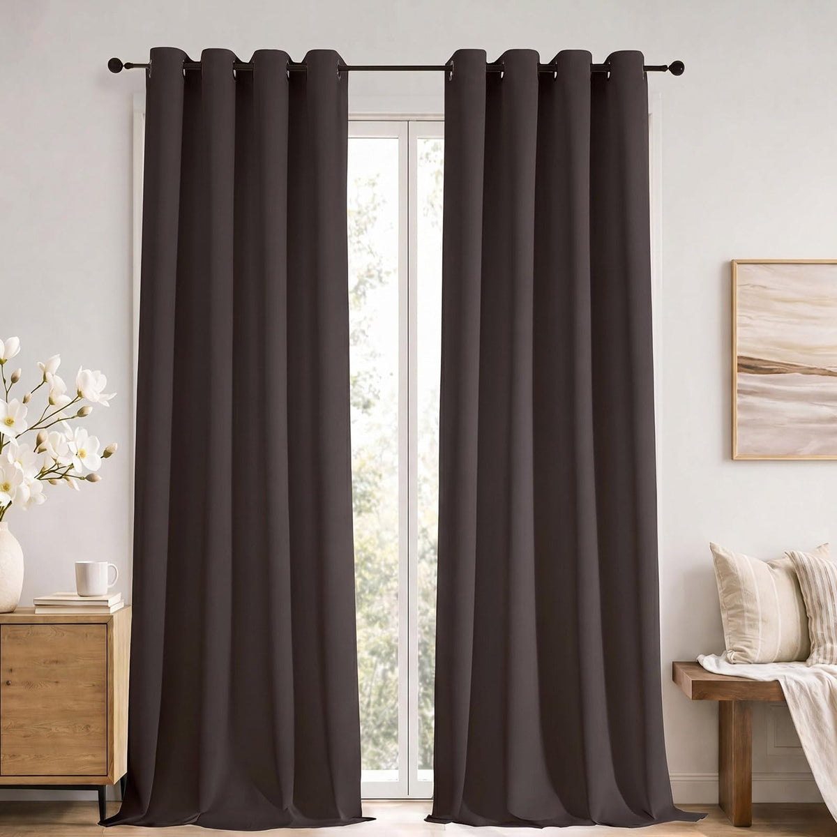 Simplebrand Sage Green Blackout Curtains 84 Inch Length 2 Panels Set for Bedroom/Living Room, Solid Room Darkening Thermal Insulated Grommet Energy Saving Window Treatment Drapes, Each 52" Wide
