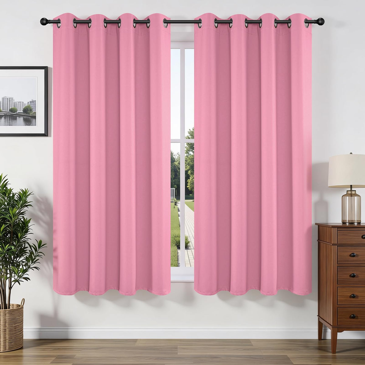 Joydeco Blackout Curtains for Bedroom 84 Inch - Black Out Curtains with Grommets Thermal Insulated Room Darkening Light Blocking, Noise Reducing & Wrinkle-Free Drapes for Living Room Windows, 2 Panels