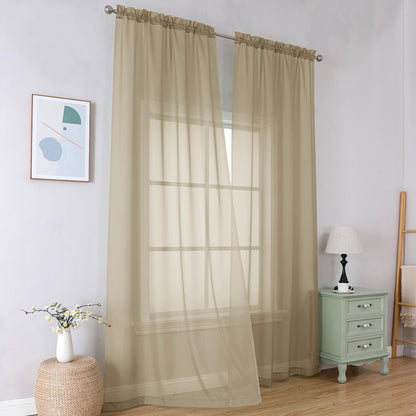 Simplebrand Black Sheer Curtains 84 Inches Long 2 Panels for Living Room