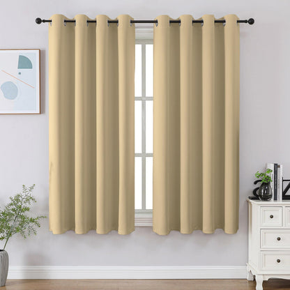 CUCRAF Beige Blackout Curtains 84 inch Length 2 Panels Set, Room Darkening Drapes for Living Room Bedroom, Thermal Insulated Light Blocking Grommet Window Curtain (W52 x L84 Inch)