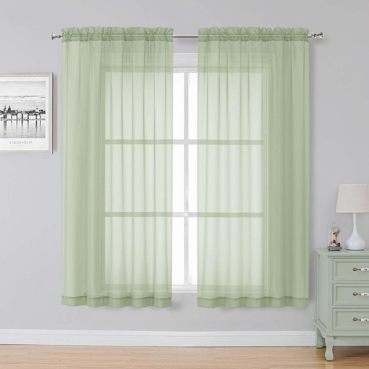 Simplebrand Black Sheer Curtains 84 Inches Long 2 Panels for Living Room