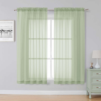 Simplebrand Black Sheer Curtains 84 Inches Long 2 Panels for Living Room
