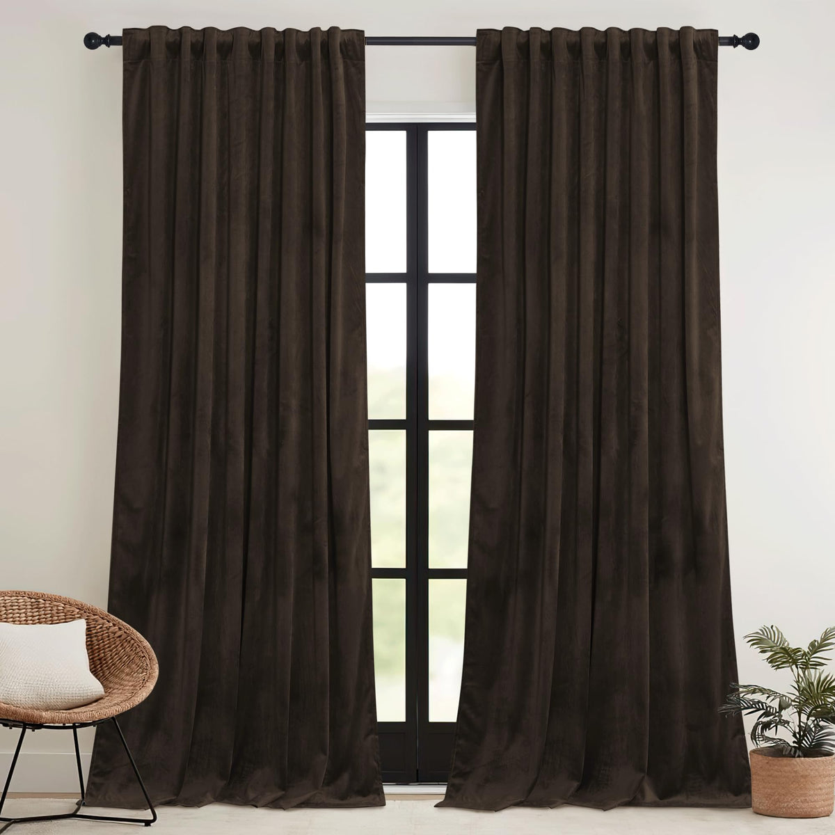 RYB HOME Sage Green Velvet Curtains 84 inches for Bedroom Living Room