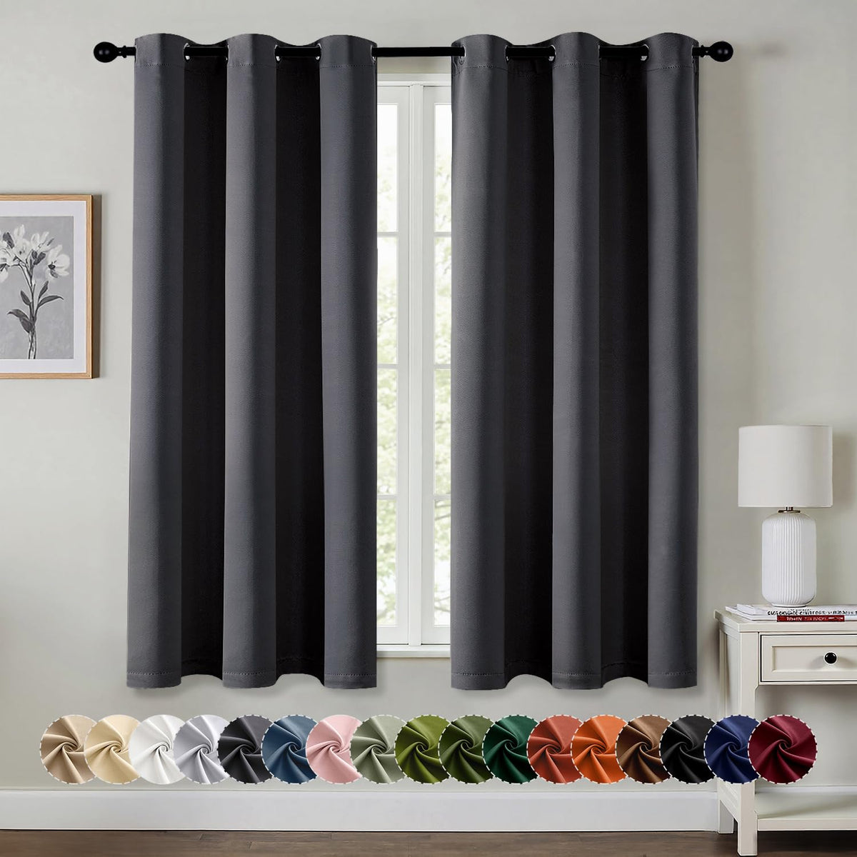 MIULEE Blackout Curtains for Bedroom 2 Panels 40 x 63 Inch Long Navy Blue