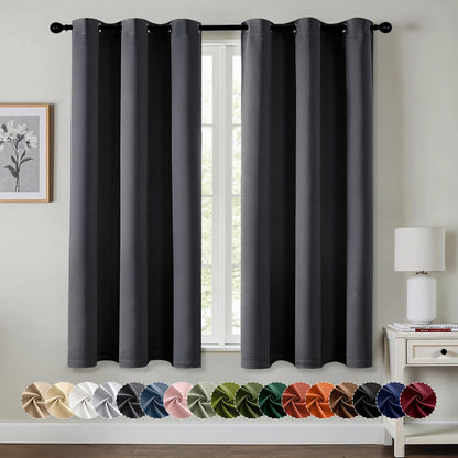 MIULEE Blackout Curtains for Bedroom 2 Panels 40 x 63 Inch Long Dark Grey
