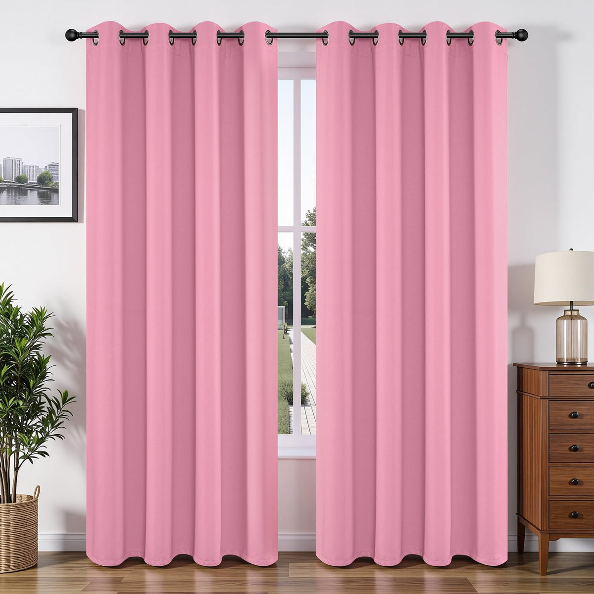 Joydeco Blackout Curtains for Bedroom 84 Inch - Black Out Curtains with Grommets Thermal Insulated Room Darkening Light Blocking, Noise Reducing & Wrinkle-Free Drapes for Living Room Windows, 2 Panels