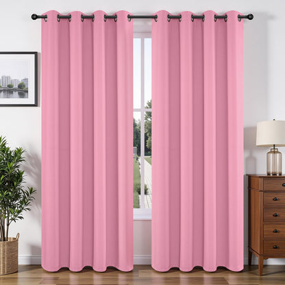 Joydeco Blackout Curtains for Bedroom 84 Inch - Black Out Curtains with Grommets Thermal Insulated Room Darkening Light Blocking, Noise Reducing & Wrinkle-Free Drapes for Living Room Windows, 2 Panels