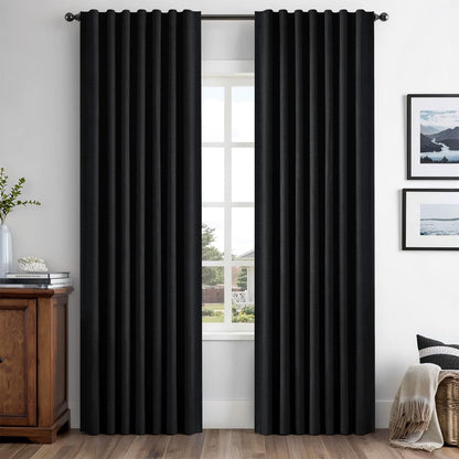 MIULEE 100% Blackout Linen Curtains for Bedroom 42 x 84 Inch Ivory 2 Panels