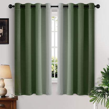 Yakamok Ombre Curtains Blue and Greyish White for Living Room,52Wx84L
