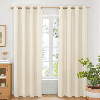 BGment Oatmeal Linen Curtains 84 Inch Length 2 Panels Set for Living Room